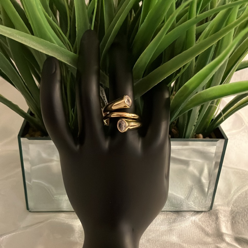 Chic Gold-Tone Double Stone Ring 12$